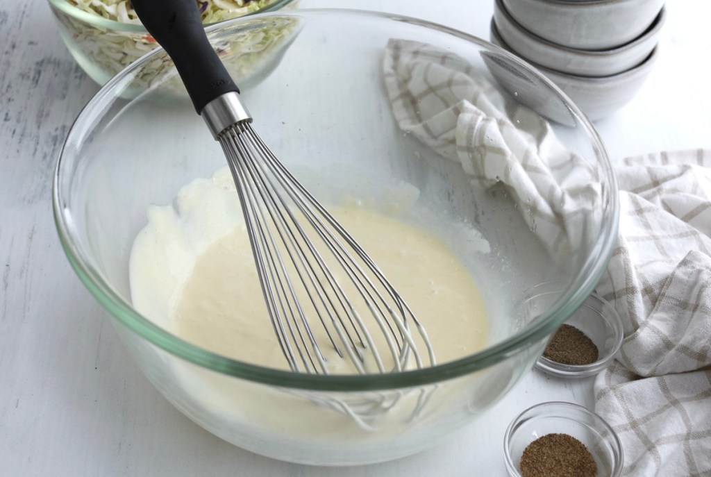 slaw dressing in a bowl