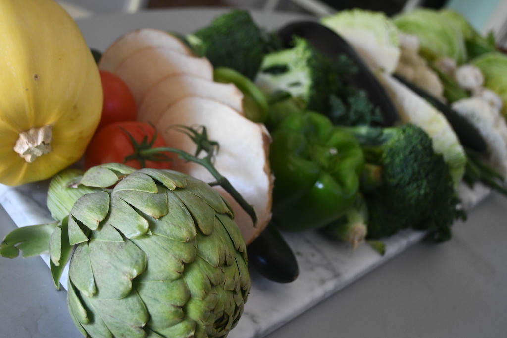 vegetables on cutting board