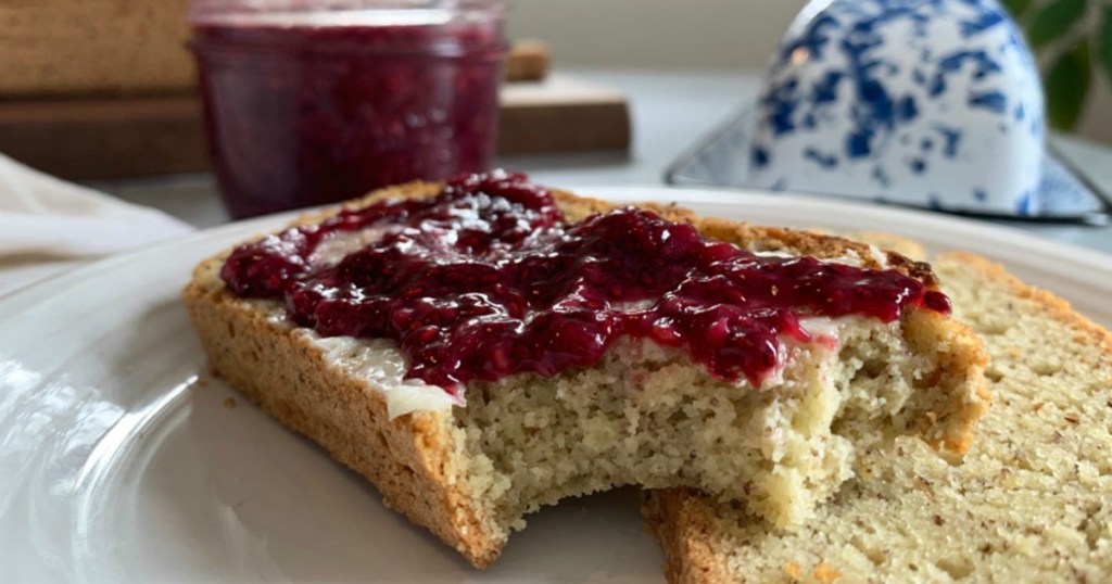 homemade keto bread with sugar-free jam