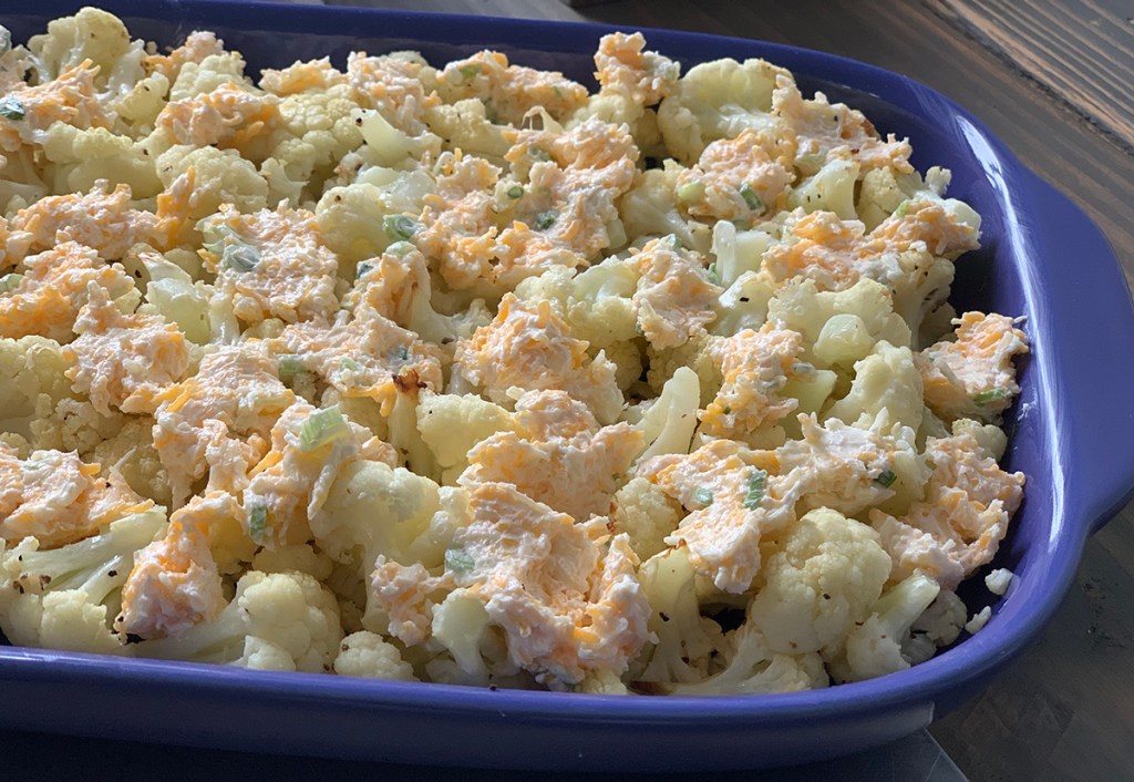 cauliflower casserole in baking dish