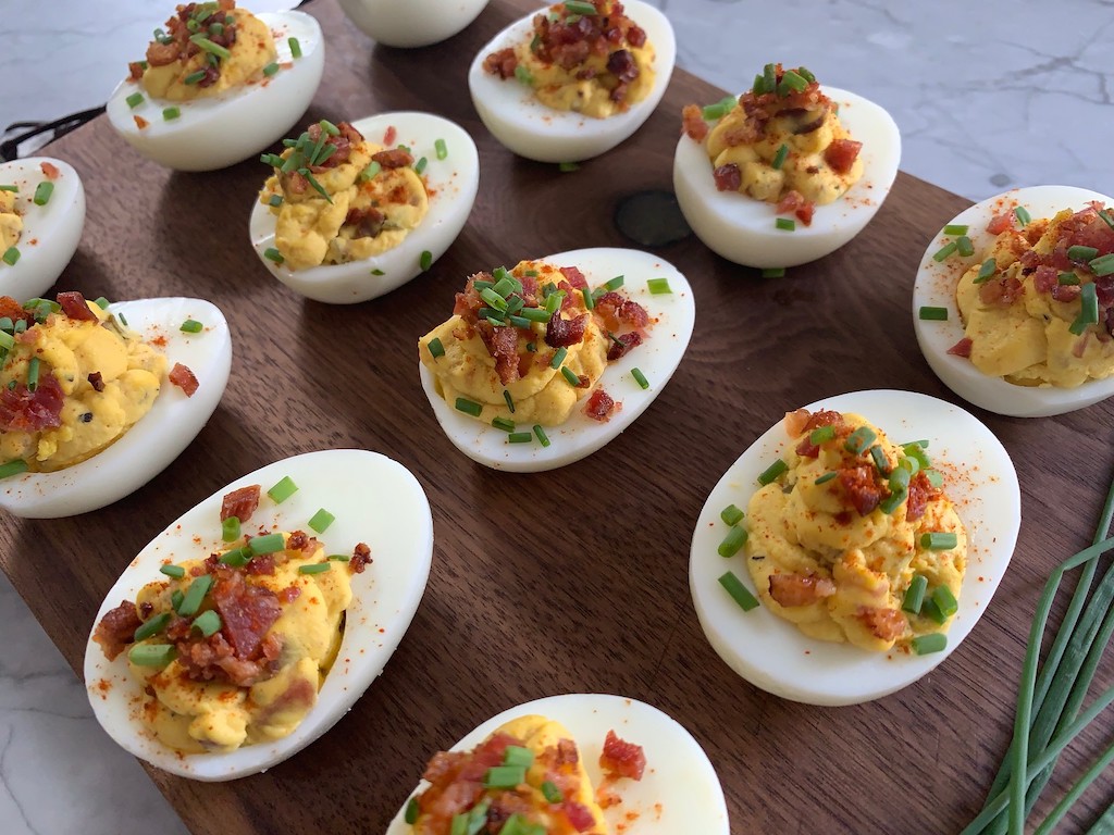 deviled eggs cutting board