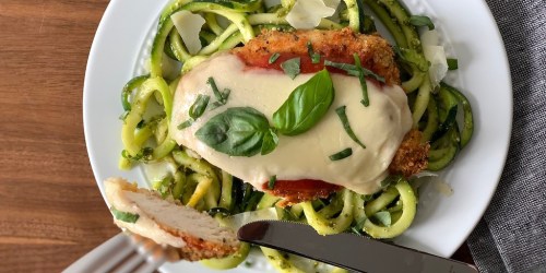Keto Chicken Parmesan with Pesto Zoodles