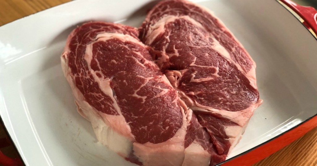 heart steak in casserole dish 