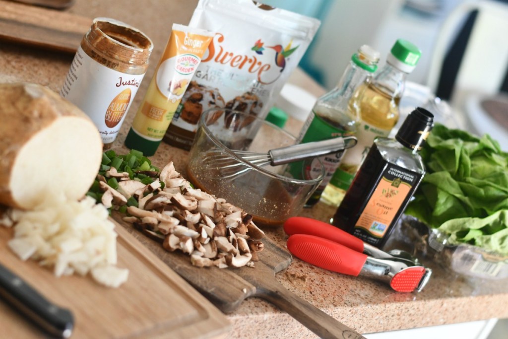 ingredients on the counter for keto lettuce wraps recipe