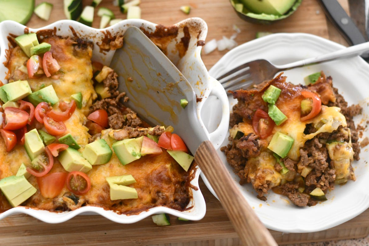 a keto tex mex casserole, one of our easy keto dinner ideas