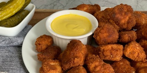 Keto Pickle-Brined Chicken Bites with Sweet Mustard Dipping Sauce (Tastes like Chick-fil-A!)