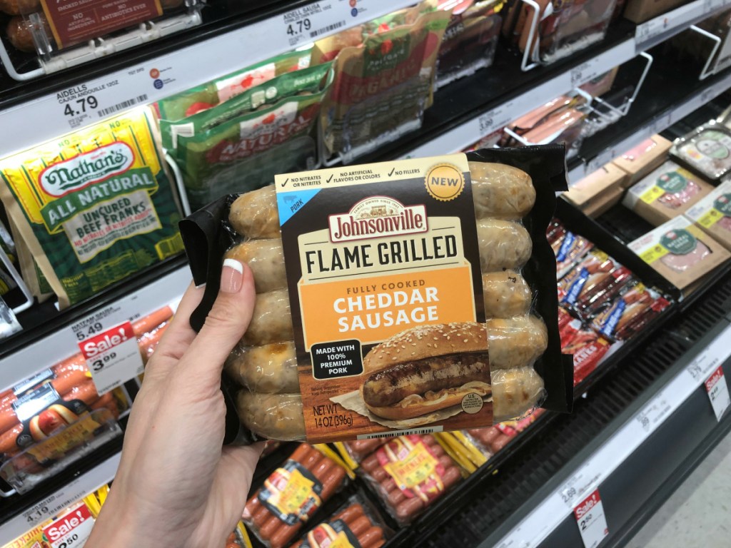 Johnsonville cheddar sausage at Target