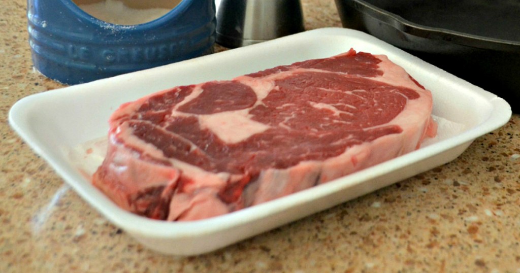 fresh steak sitting on counter