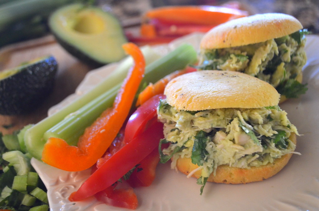 avocado chicken salad sandwiches with bell peppers