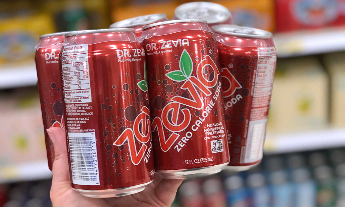 keto junk food — dr. zevia sugar free soda pop cans