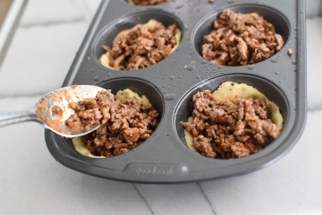 filling muffins with ground beef filling