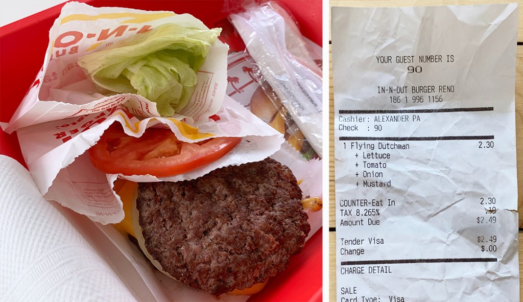 flying dutchman in-n-out burger and receipt