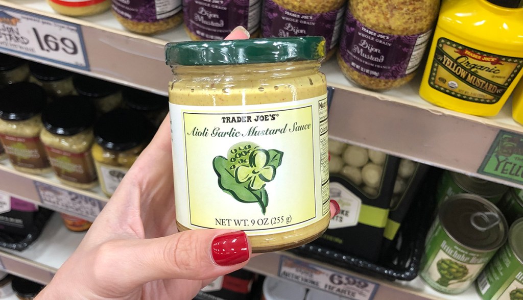 jar of garlic mustard aioli at trader joe's