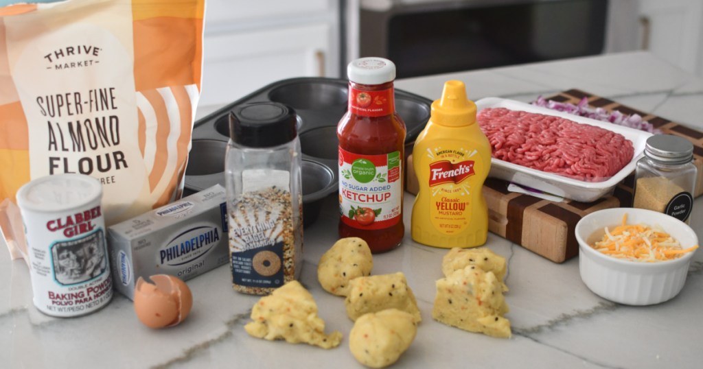 ingredients to make cheeseburger muffins