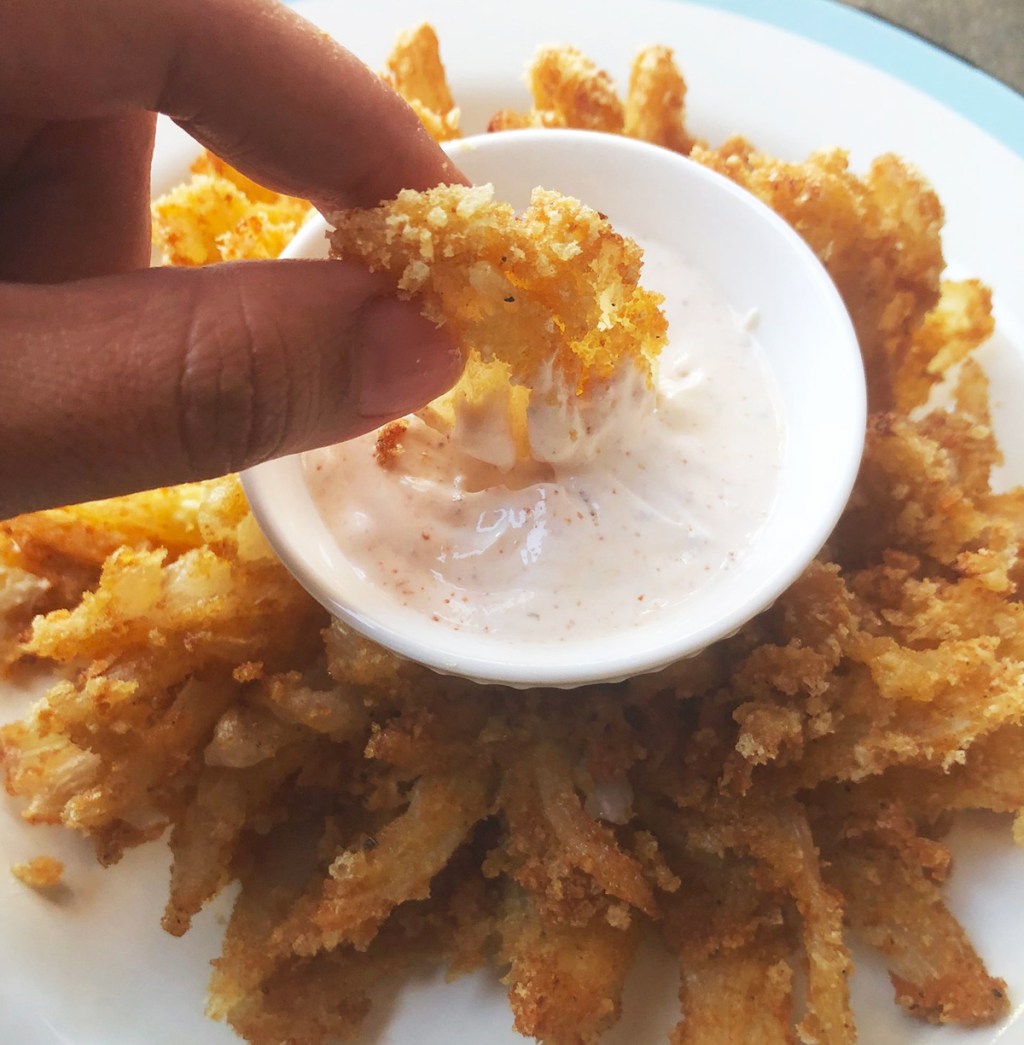 keto blooming onion and dip from kind keto mama