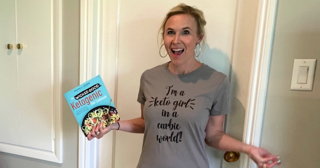Collin wearing "I'm a keto girl in a carbie world!" tee 
