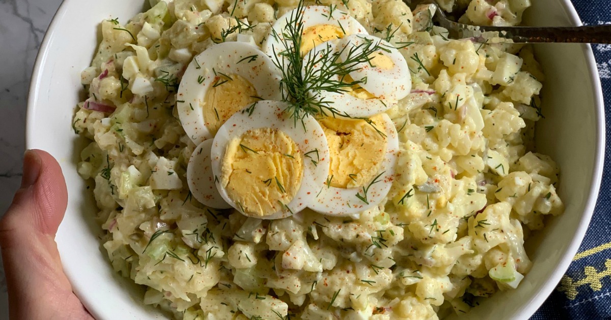 Keto Cauliflower Potato Salad Summer LowCarb Recipe
