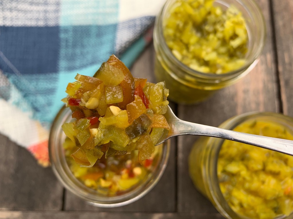 a spoonful of sweet and spicy keto relish