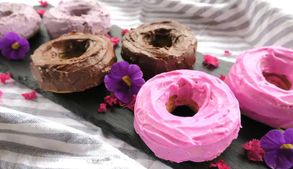 colorful frosted donuts from queen keto