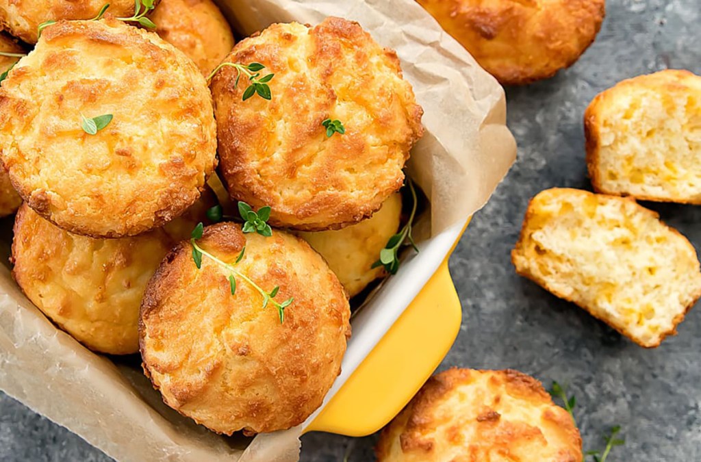 basket of low carb keto biscuits from kirbie's cravings blog