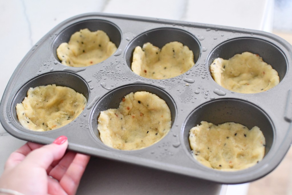 muffin tin with fathead dough