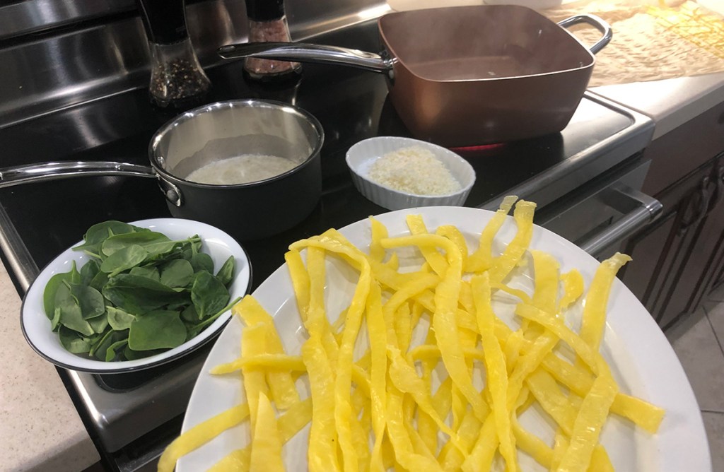 2 ingredient noodles about to be boiled