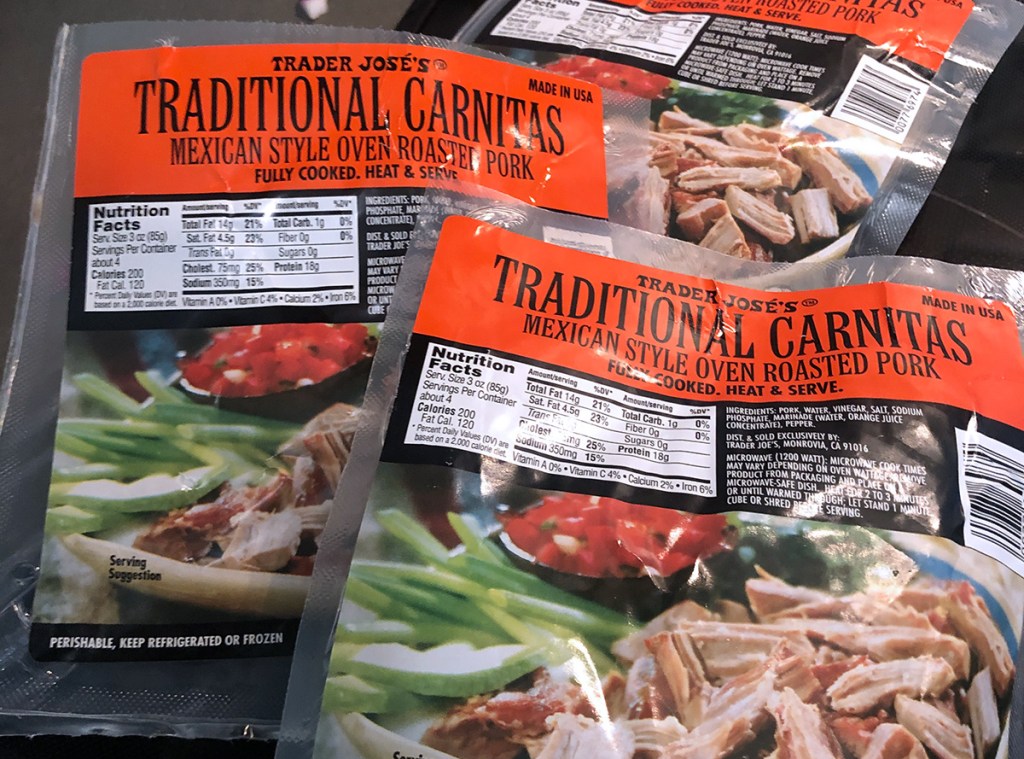 packages of trader joe's traditional mexican carnitas