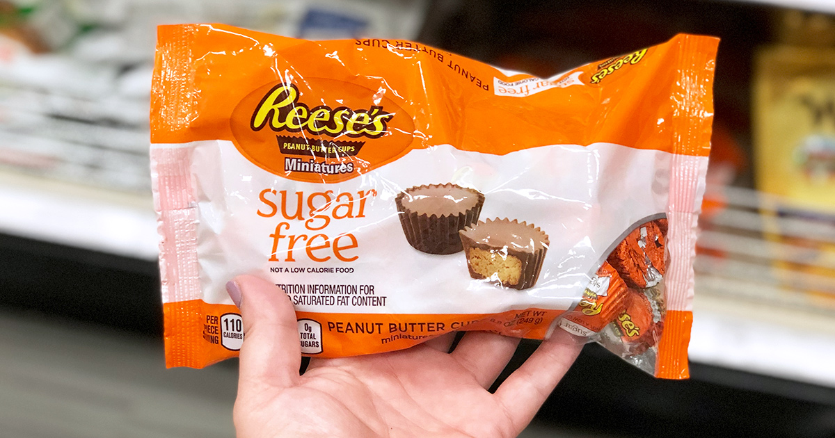 keto junk food — bag of sugar free reese's mini peanut butter cups
