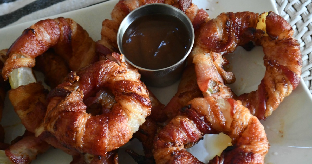 Crispy Keto Bacon-Wrapped Onion Rings | Air Fryer Recipe