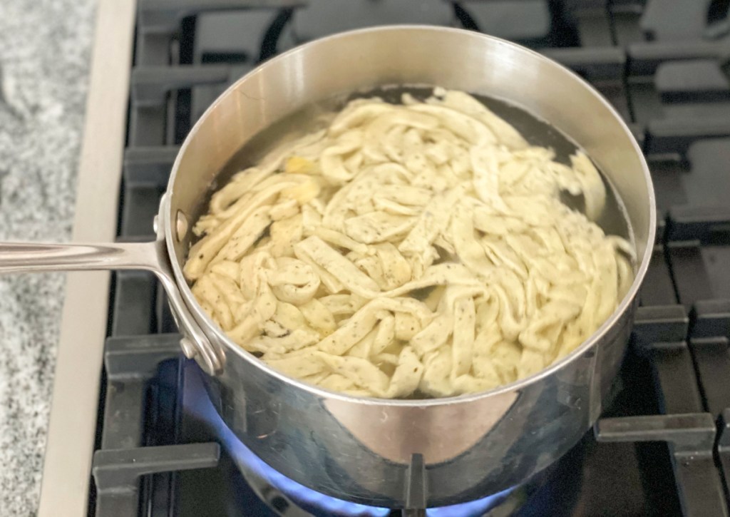 keto pasta in boiling water