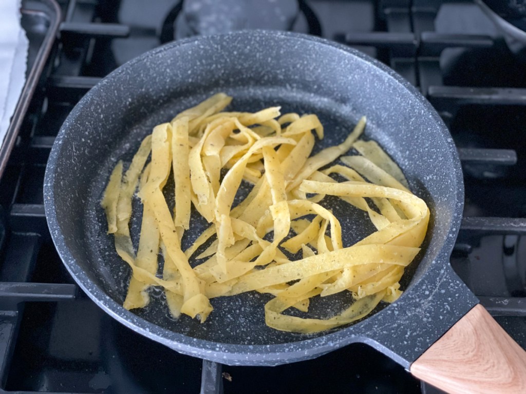 keto pasta in a skillet 