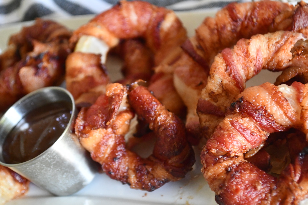 Crispy Keto Bacon Wrapped Onion Rings | Air Fryer Recipe