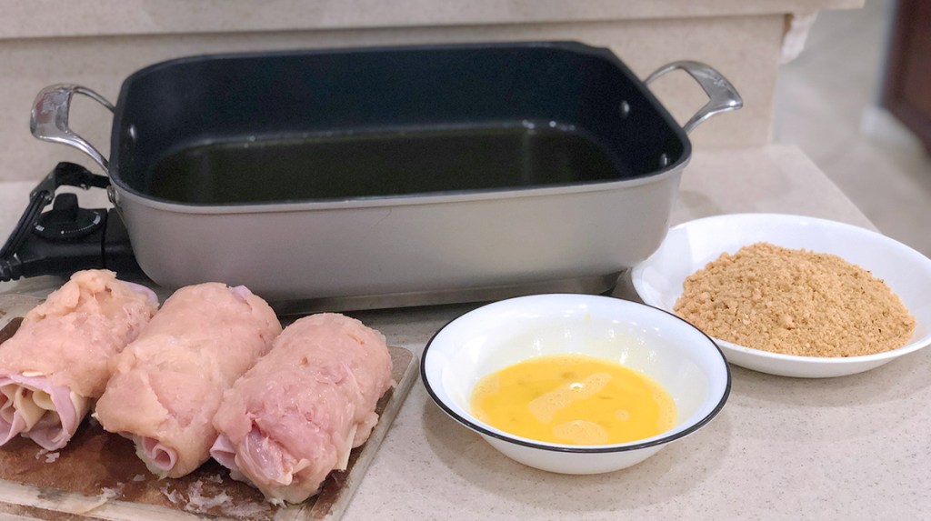 chicken roll up with breading ingredients