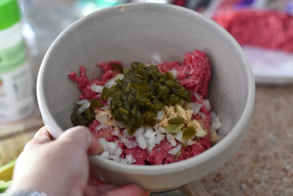 burger ingredients in a bowl