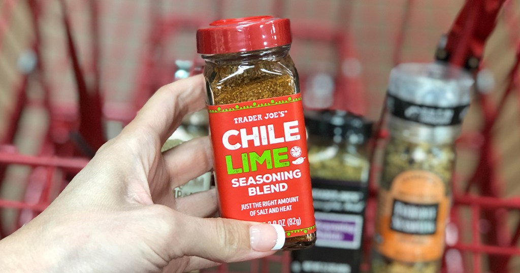 chile lime seasoning and other spices from trader joe's in cart