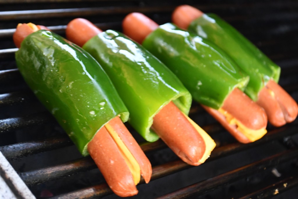 keto jalapeno wrapped hot dogs on grill