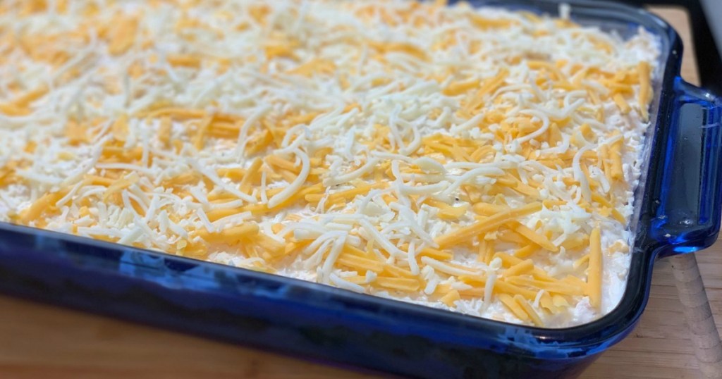 shredded cheese on top of casserole 