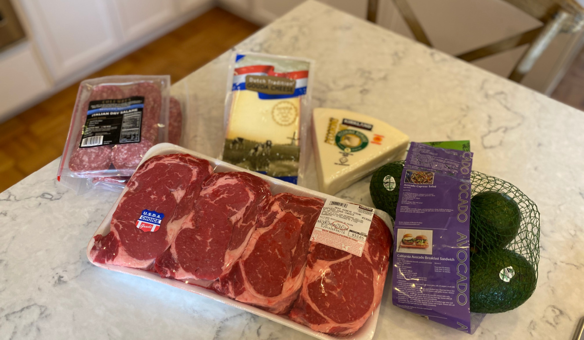 Keto groceries on counter