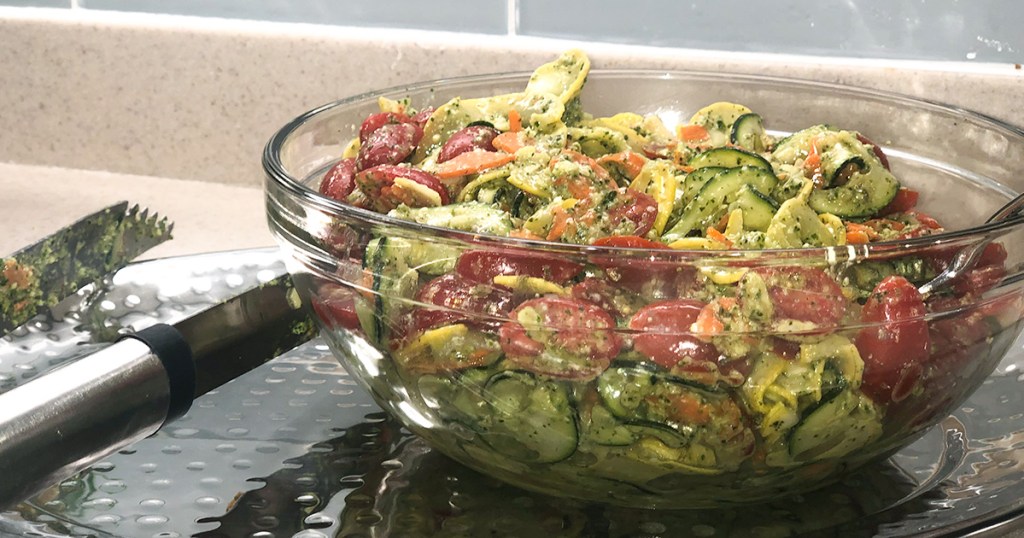 bowl full of zucchini summer salad