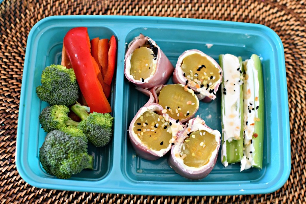 ham and pickle roll ups bento box