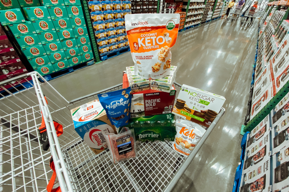 Keto items in Costco grocery cart