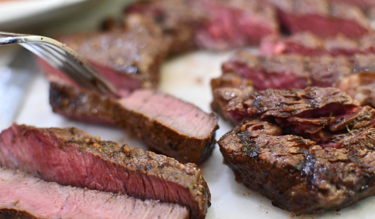 strips of cooked steak