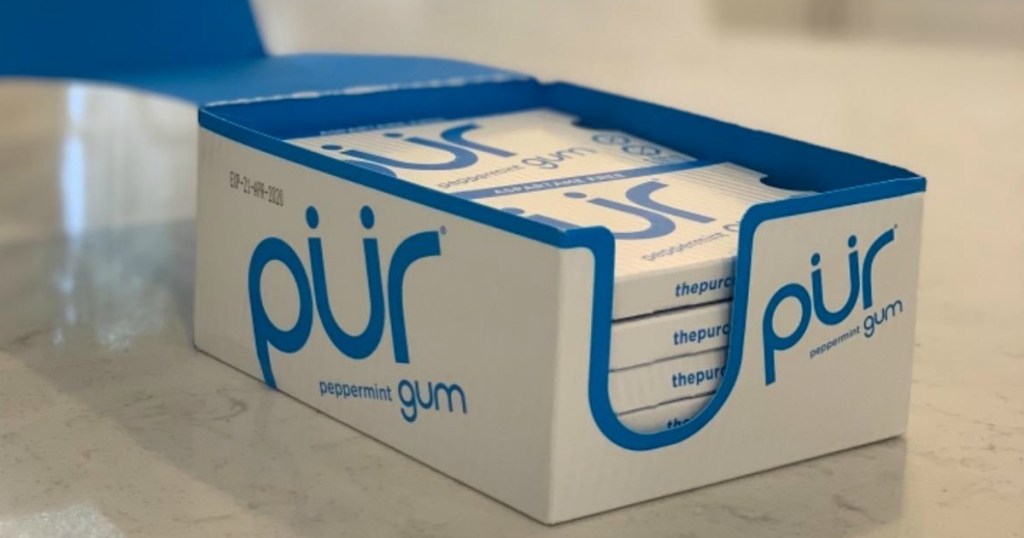 pur chewing gum on counter 