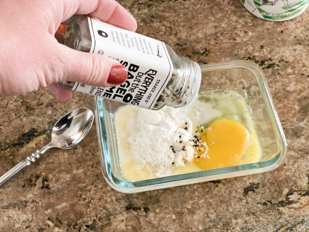 adding everything bagel seasoning to a dish