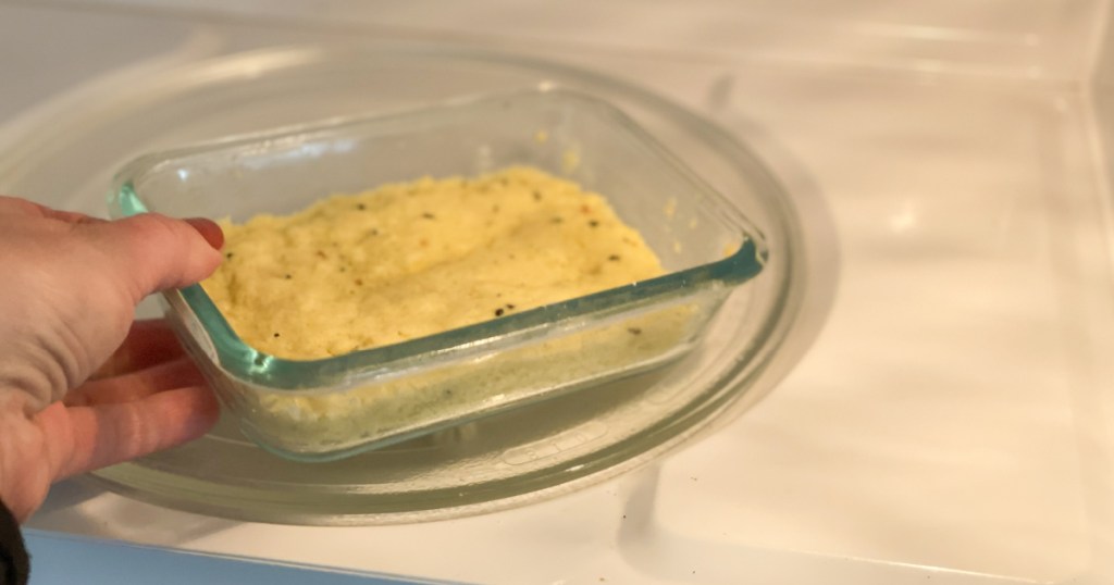 putting 90-second keto bread in the microwave