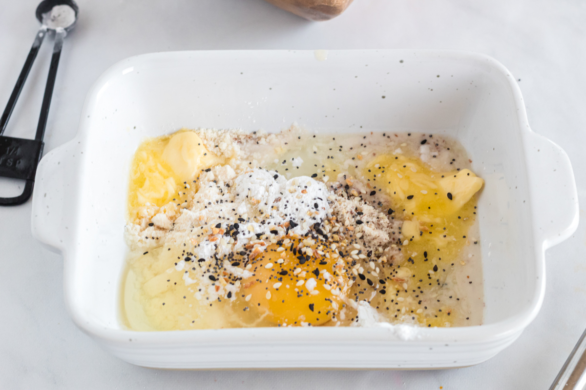 ingredients for keto bread in bowl