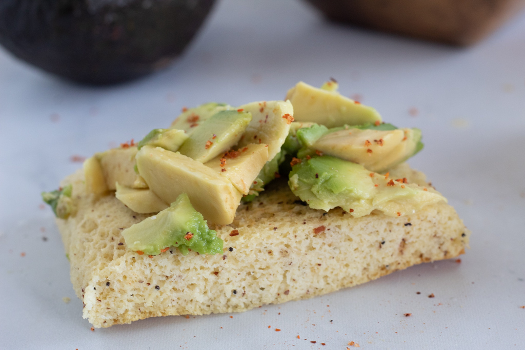 sliced avocado on keto bread