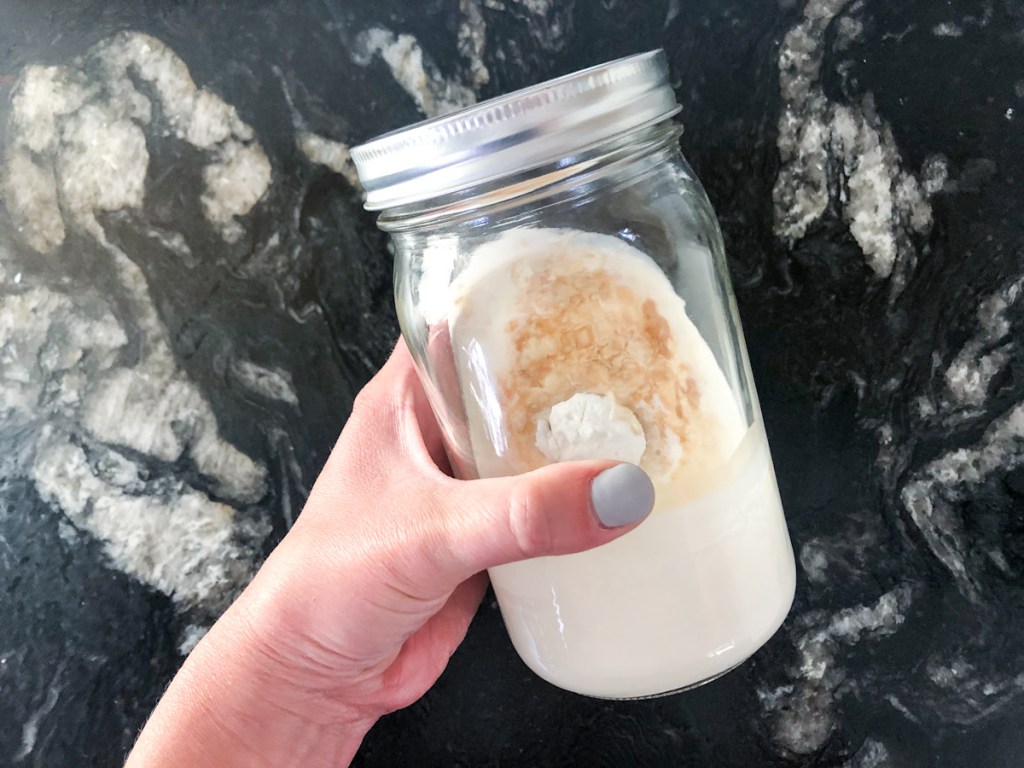 keto ice cream ingredients in a mason jar