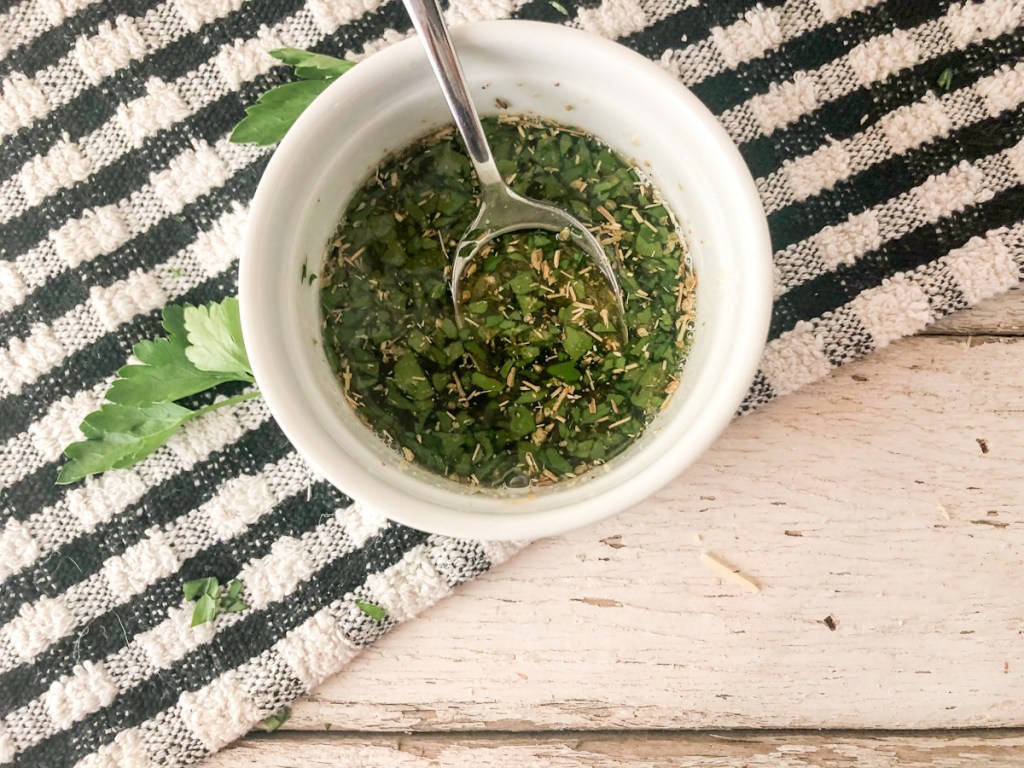 melted butter with garlic and herbs