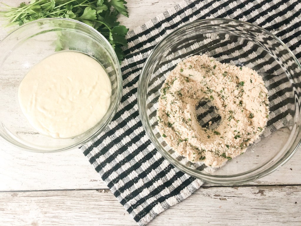 bowl with cheese dough and bowl with dry ingredients